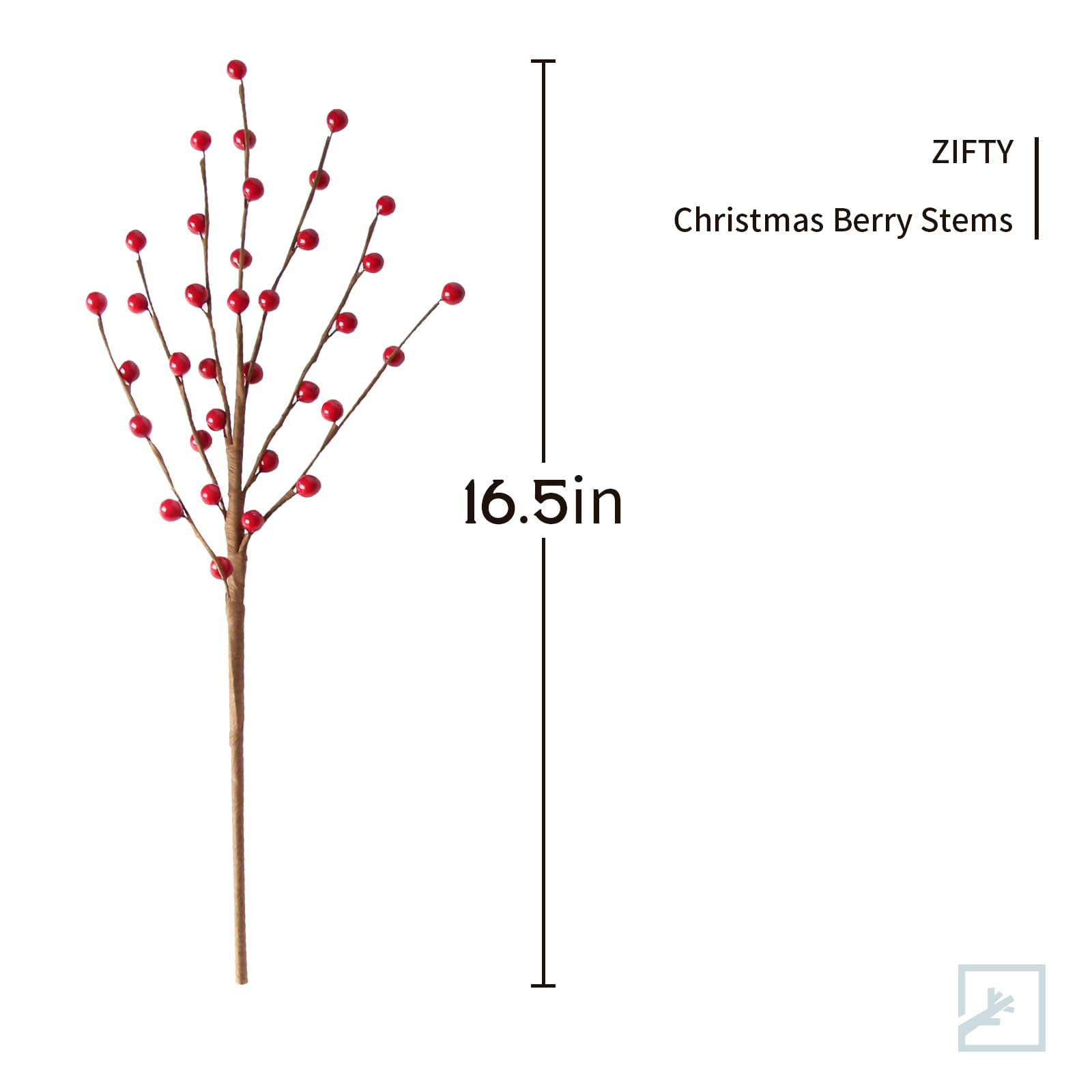 ZIFTY 15Pcs Christmas Artificial Holly Berry Stem, 16.5 Inch Holly Berry Pick Decorative Wire Branch Sprays for Christmas Tree D