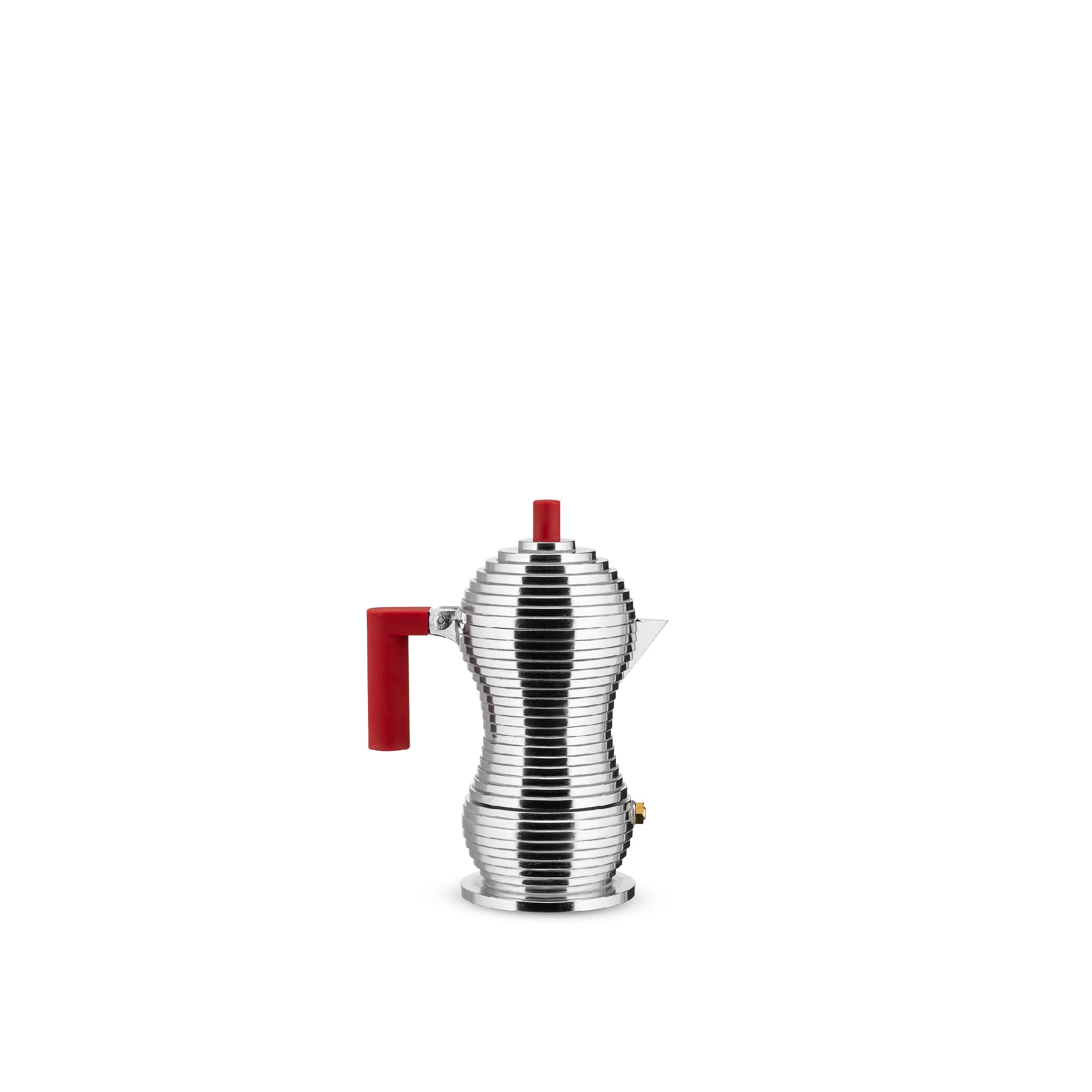 Alessi Mdl02/1 R Pulcina Stove Top Espresso 1 Cup Coffee Maker In Aluminum Casting Handle And Knob In Pa, Red