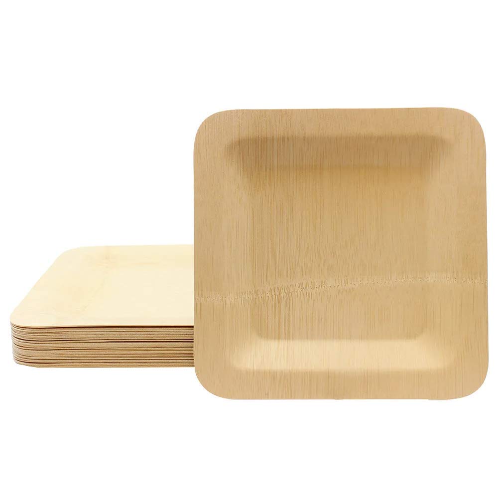 5'' Square Disposable Plate, Bamboo