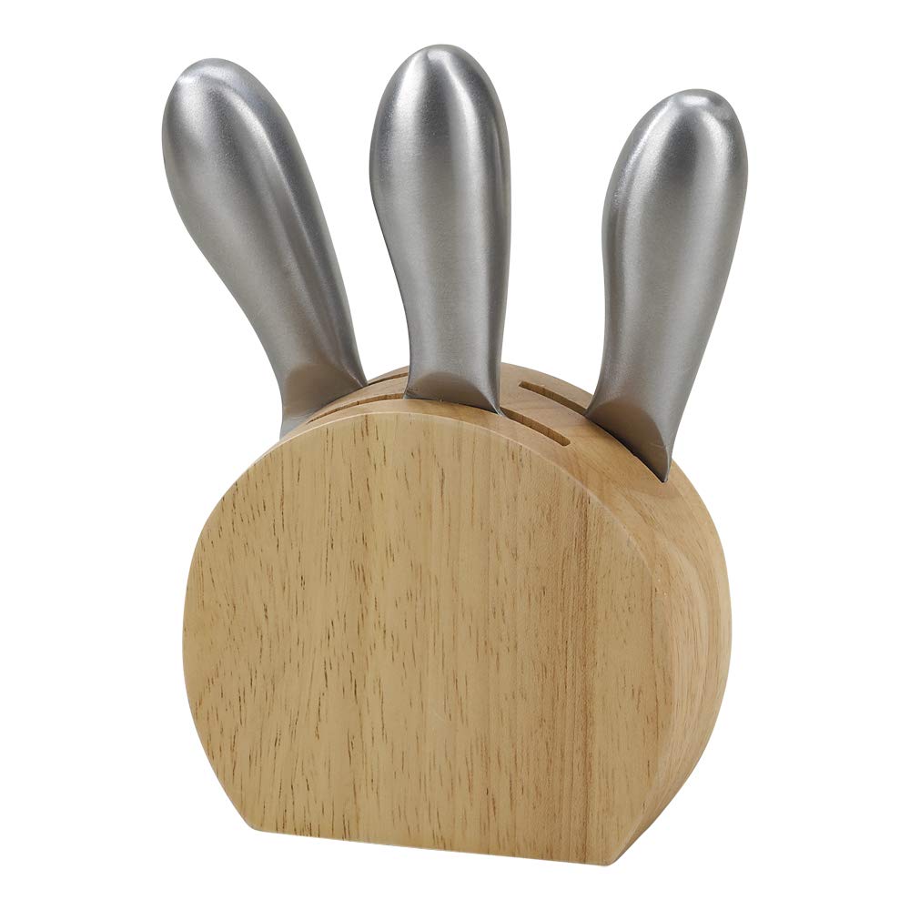 Three Cheese Utensils With Wooden Block