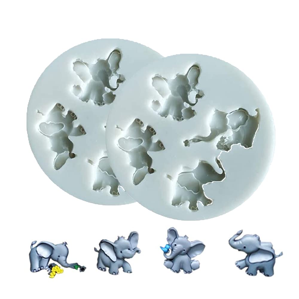 Cestony Cute Elephant Baby Rose Flower Silicone Molds For Diy Baby Shower Cake Chocolate Topper Decoration Pudding Ice Cream Jel