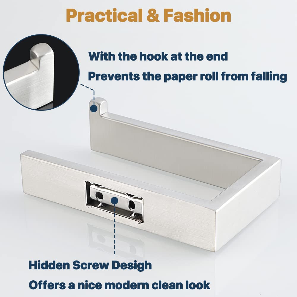 Sayayo Brushed Nickel Toilet Paper Holder Wall Mount, Toilet Tissue Holder For Bathroom Tp Holder Square, Sus304 Stainless Steel