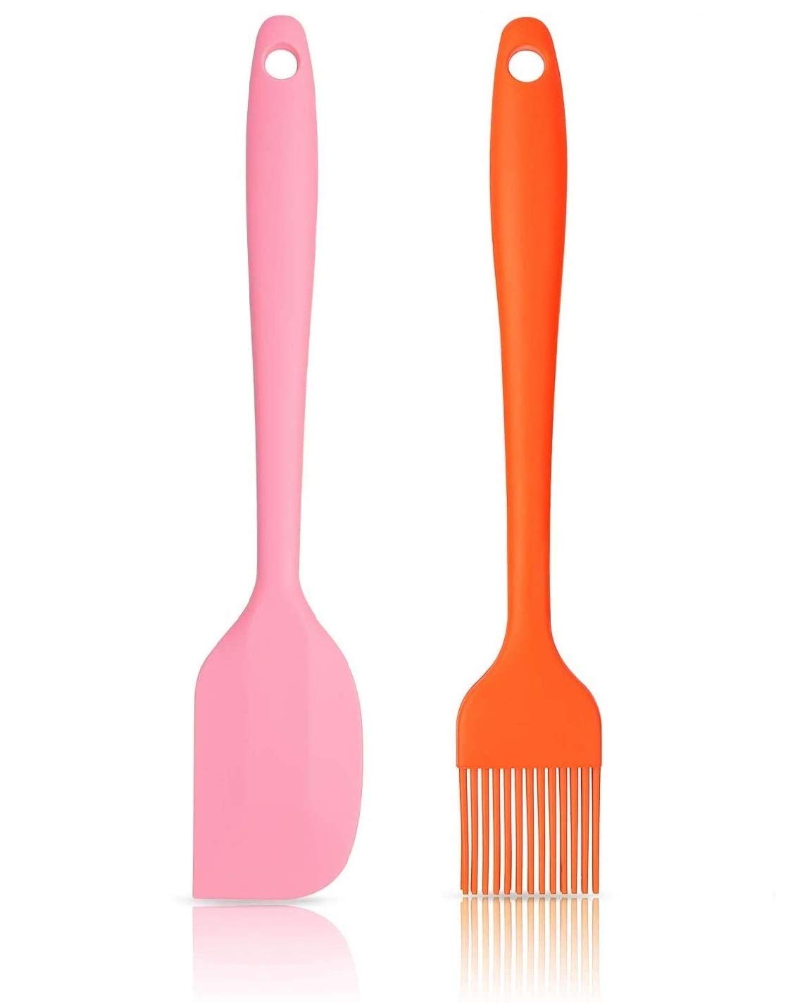 Mobfest 2 Pcs Multipurpose Full Silicone Brush & Spatula For Kitchen Cooking Oiling, Face, Clove Pastry Cake Mixer, Baking, Glaz