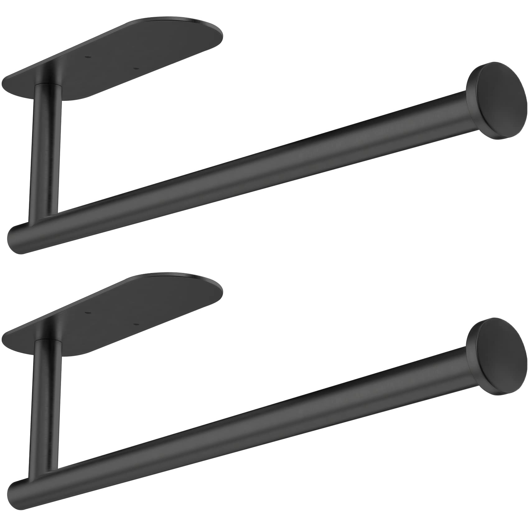 Paper Towel Holder Under Cabinet - Self Adhesive Paper Towel Roll Holder Wall Mount, Matte Black Stainless Steel Towel Paper Hol