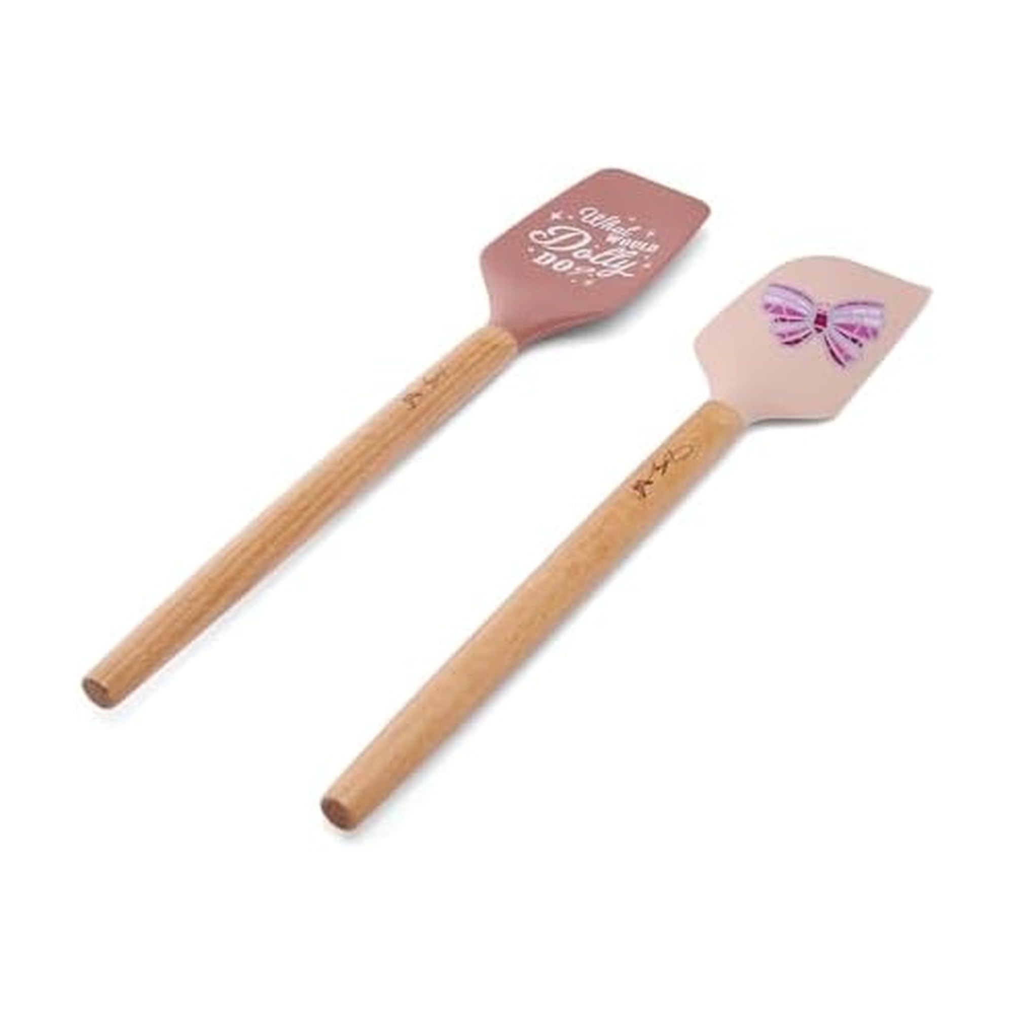 Dolly Parton Silicone Spatula Spoon and Scraper Spatulas with Beechwood Handles, Mosaic Butterfly Design, HeatResistant, 2 Piec