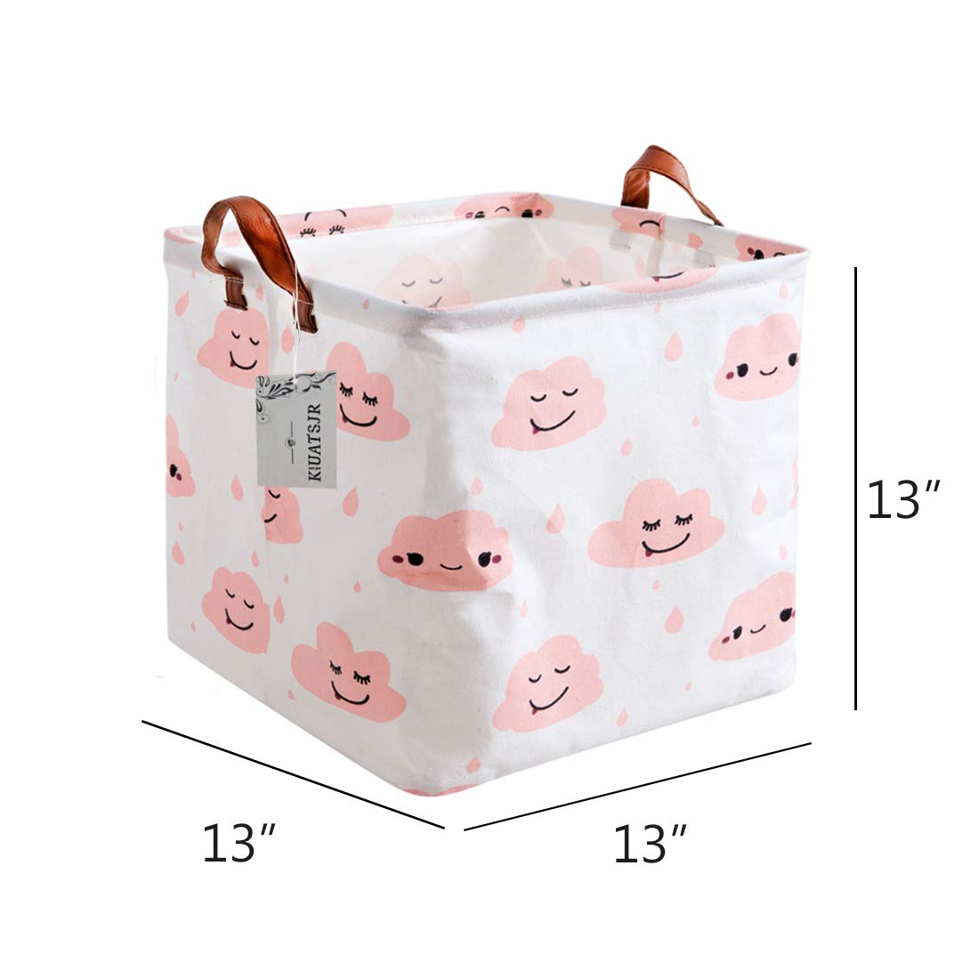 Storage Basket Fabric Organizer Bin For Toys, Books, Clothes, Pets,Perfect For Bedroom/Office/Nursery/Shelves(Pink Cloud)