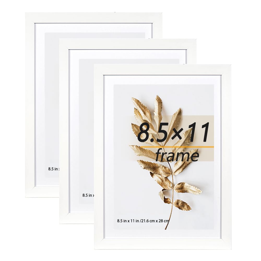 Hogaryo 8.5x11 Picture Frame White 3 Pcs set can Display on the Wall