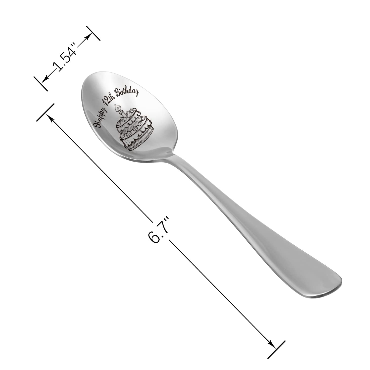 Happy 12Th Birthday Spoon&Fork Gifts Engraved Spoon&Fork Personalized Birthday Gifts For Son Daughter Sister Brother Friends