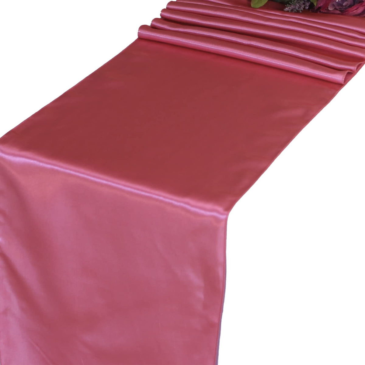 Welmatch Coral Satin Table Runners 5 Pcs Wedding Banquet Party Event Decoration Table Runners (Coral, 5)