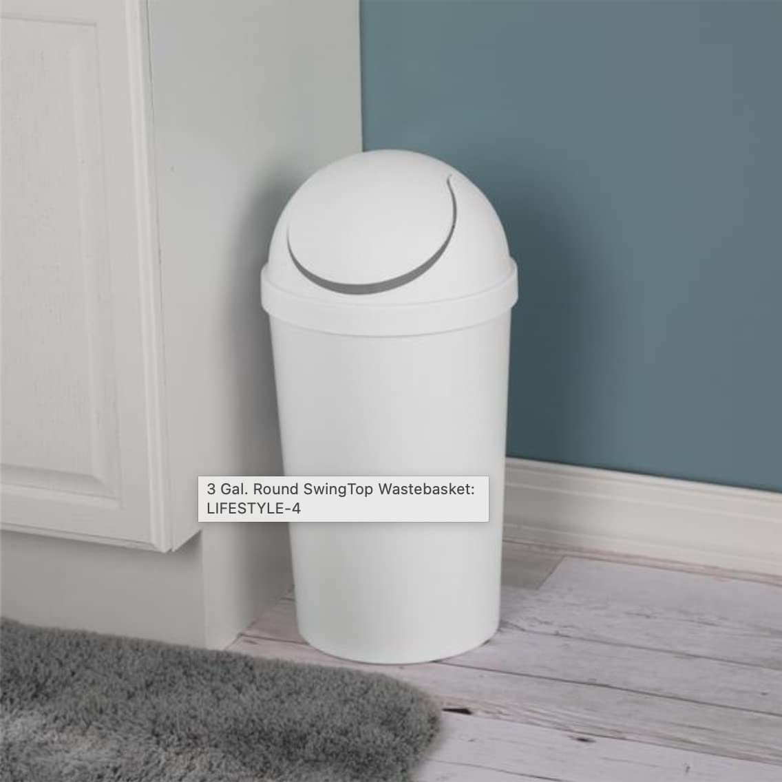 Sterilite White Swing-Top Wastebasket, 12 Qt, 1 Pack, Durable Design