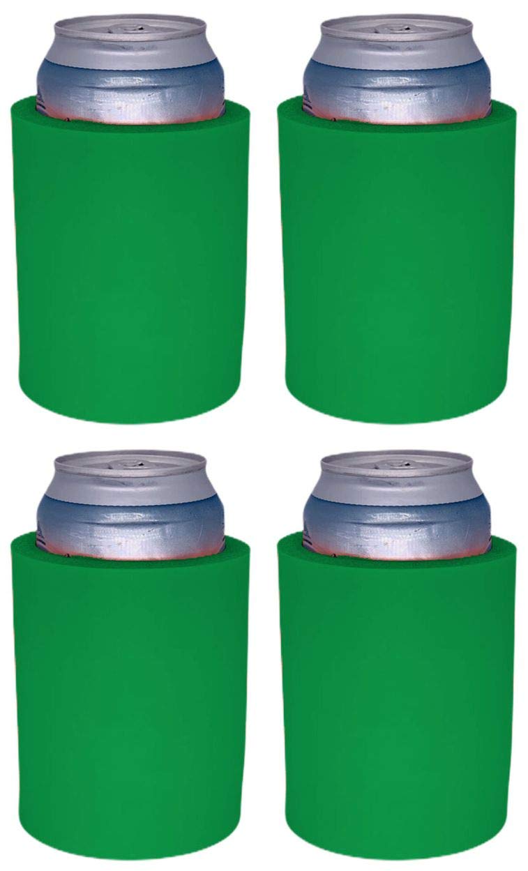 Blank Thick Foam Old School Can Cooler (4 Pack, Kelly Green)
