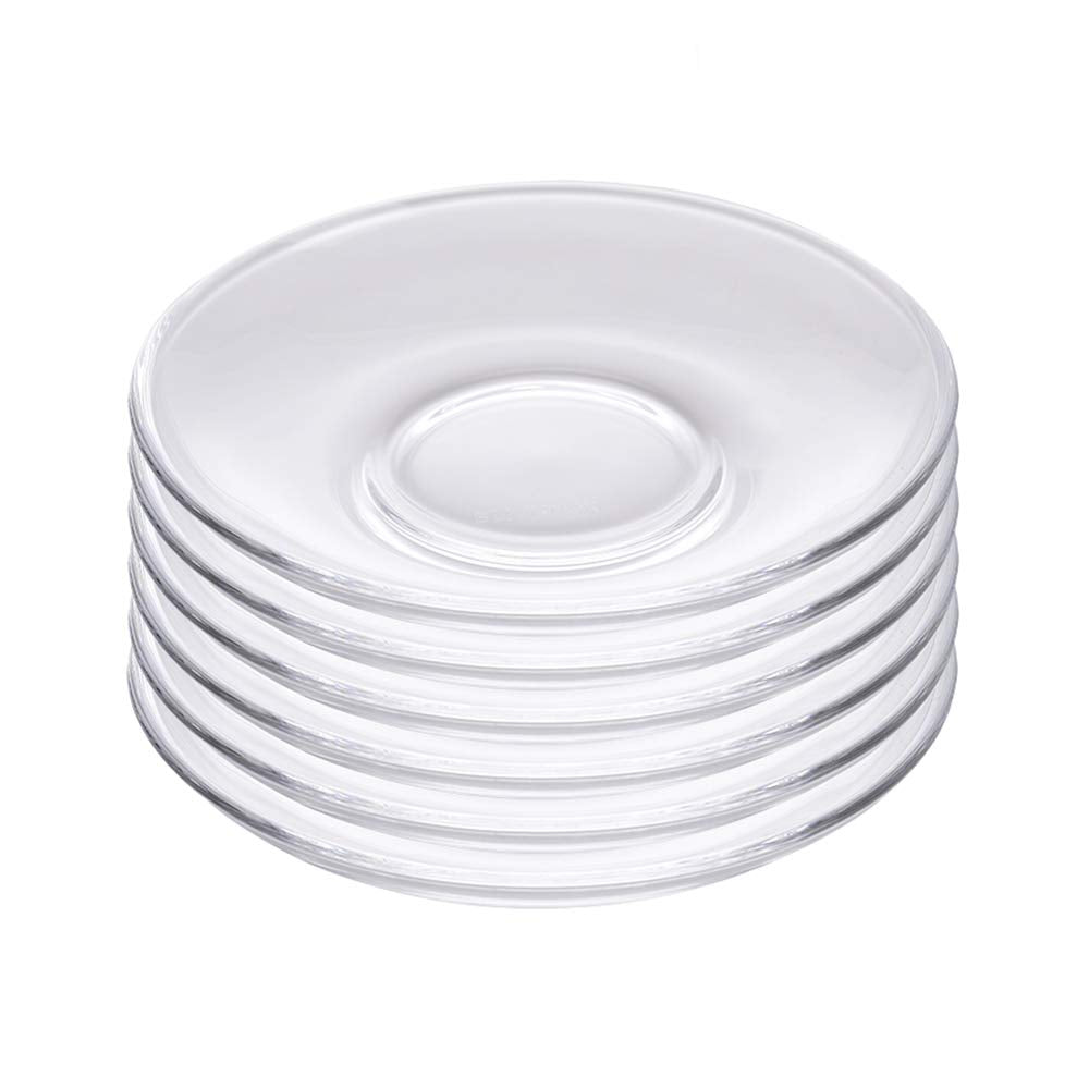 Sizikato 6Pcs Clear Glass Snack Plate, Restaurant Dessert Plate, Tea Table Decoration Tea Bag Holder. 5 Inch