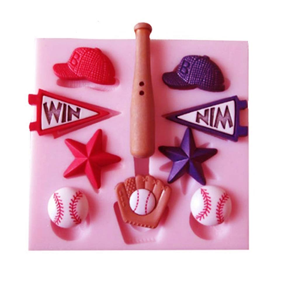 2Pcs/Set Baseball Fondant Mold For Cake Cupcake Decorating, Baseball Softball Glove Silicone Chocolate Candy Sugar Paste Mold, S