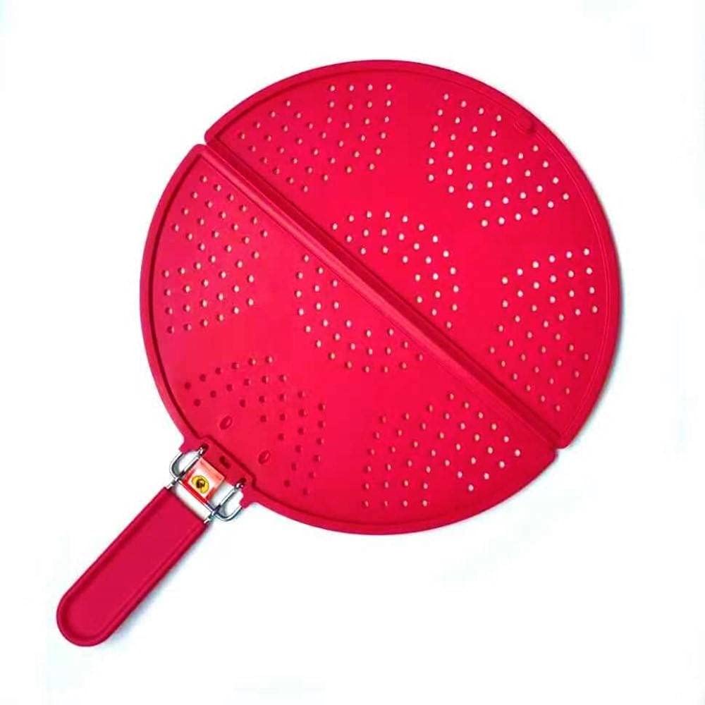Ez Kitchen Foldable Splatter Screen Strainer, Silicone Splatter Screen With Folding Handle, Splatter Screen For Frying Pan 11 3/