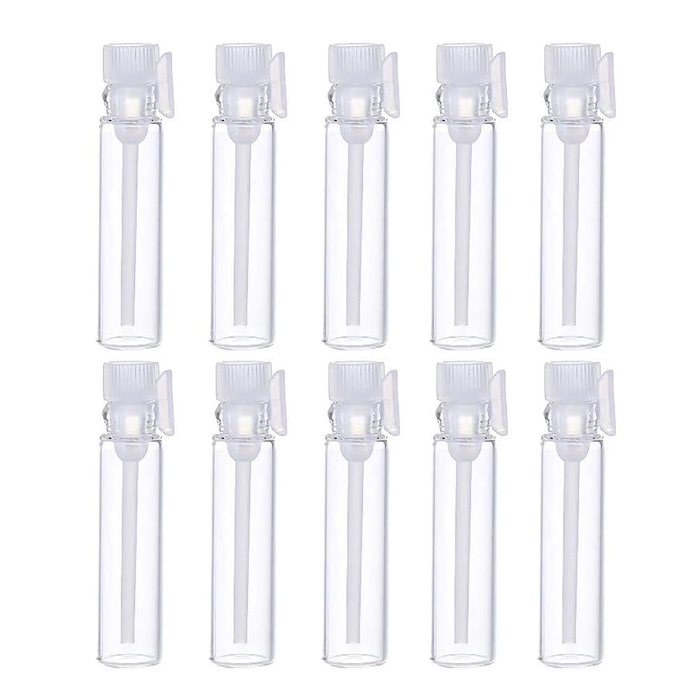 LJJCSFF 10PCS 1ml Vials with Caps Cologne Sample Vials Perfume Glass Vials Travel Slim Perfume Bottle Sample Bottle for Essentia