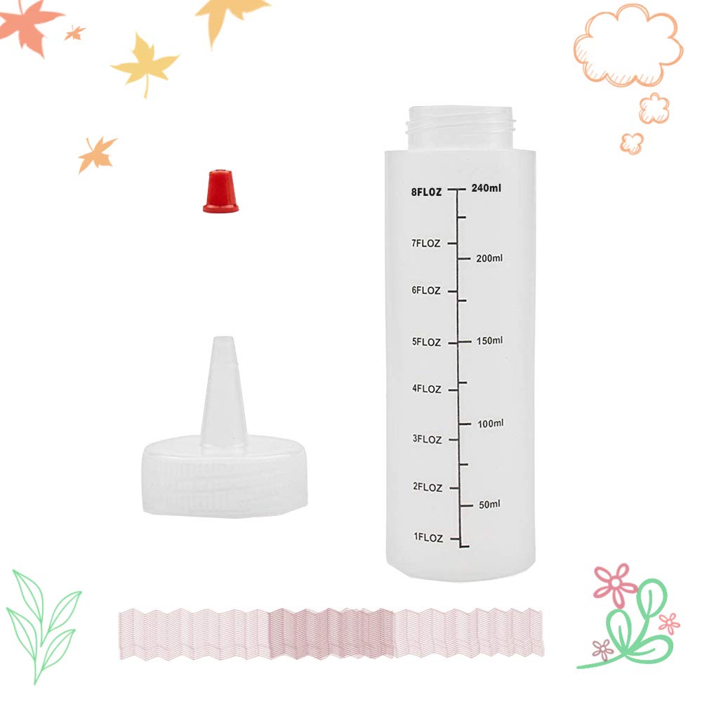 Baaxxango 12 Pack 8Oz/240Ml Plastic Squeeze Bottles,Scale Plastic Squirt Bottle,Polyethylene Durable Plastic With Red Tip Cap An