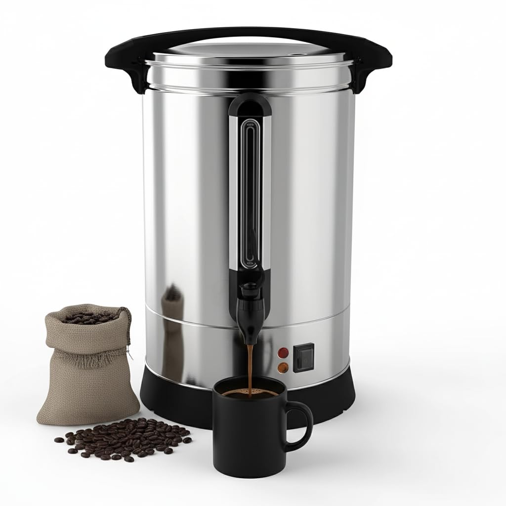 100 Cup Coffee Urn, 14L/3.7Gal Large Capacity Stainless Steel Hot Beverage Dispenser, Fast Brew Rapid Extraction, Commercial Cof