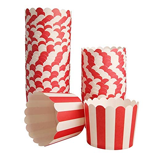 50-Pack Muffin Cups Baking Paper Cup Cupcake Muffins Liners Red And White Stripes Baking Cups, Bottom Dia 2.3 Inch