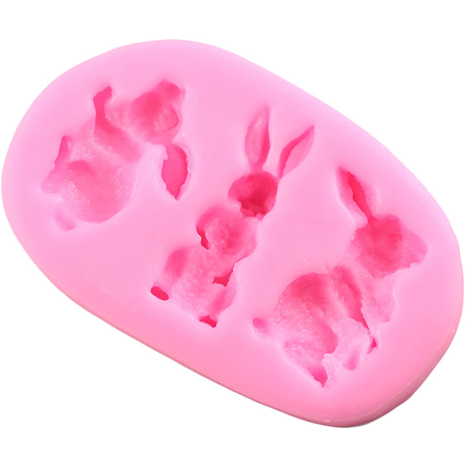 3 Cavity Mini Rabbit Bunny Animal Shape 3D Silicone Mold For Diy Fondant Candy Making Chocolate Molds Lollipop Desserts Ice Cube