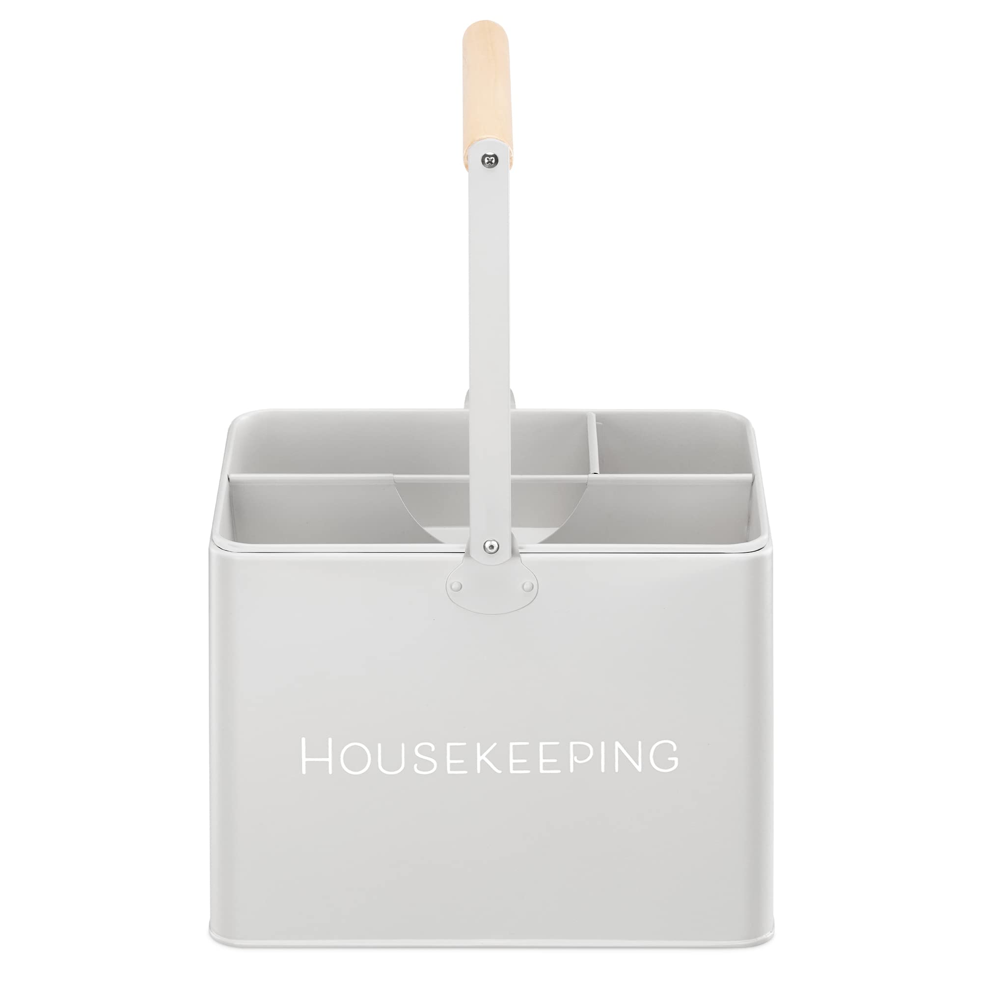 Navaris Cleaning Caddy With Handle - Metal Cleaning Product Storage Organizer Box For Housekeeping Products For Bathroom Kitchen