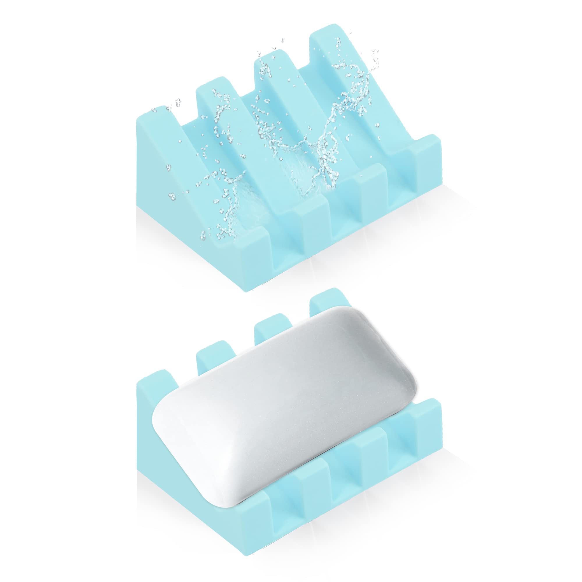 Silicone Soap Dish With Drain,Soap Dish Shower Waterfall Bar Soap Holder Tray With Drain Soap Saver For Bathroom Kitchen Accesso