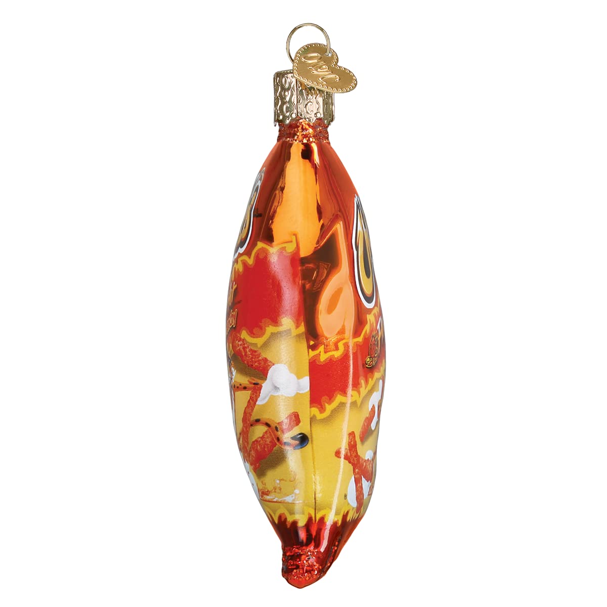 Old World Christmas Flamin  Hot Cheetos Glass Blown Ornament for Christmas Tree, Handcrafted Holiday Decoration, Snack Collectio
