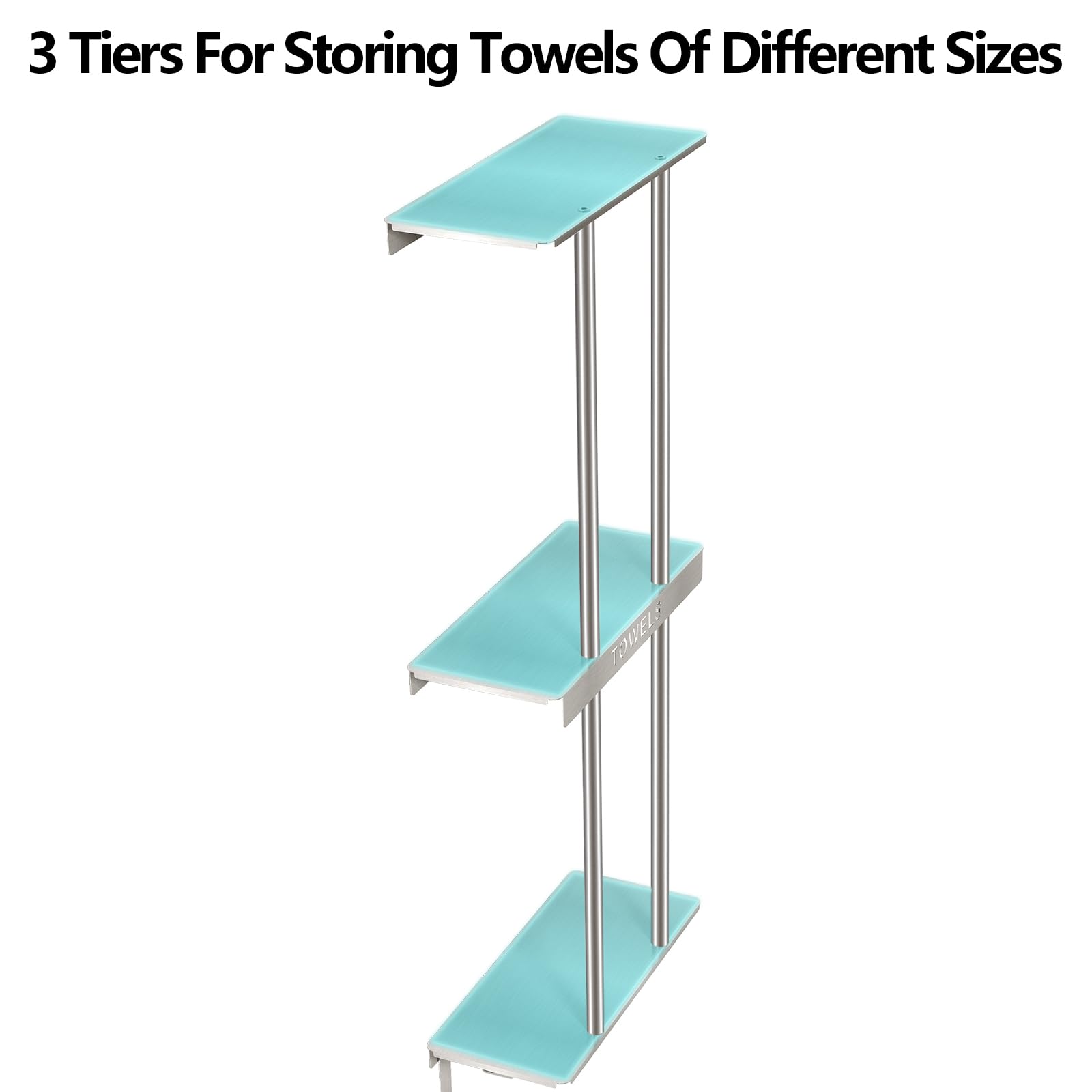 Bathroom Towel Storage, Towel Racks For Bathroom With 3-Tier Shelf & 4 Hooks, Towel Holder For Bathroom Wall For Rolled Bath Tow