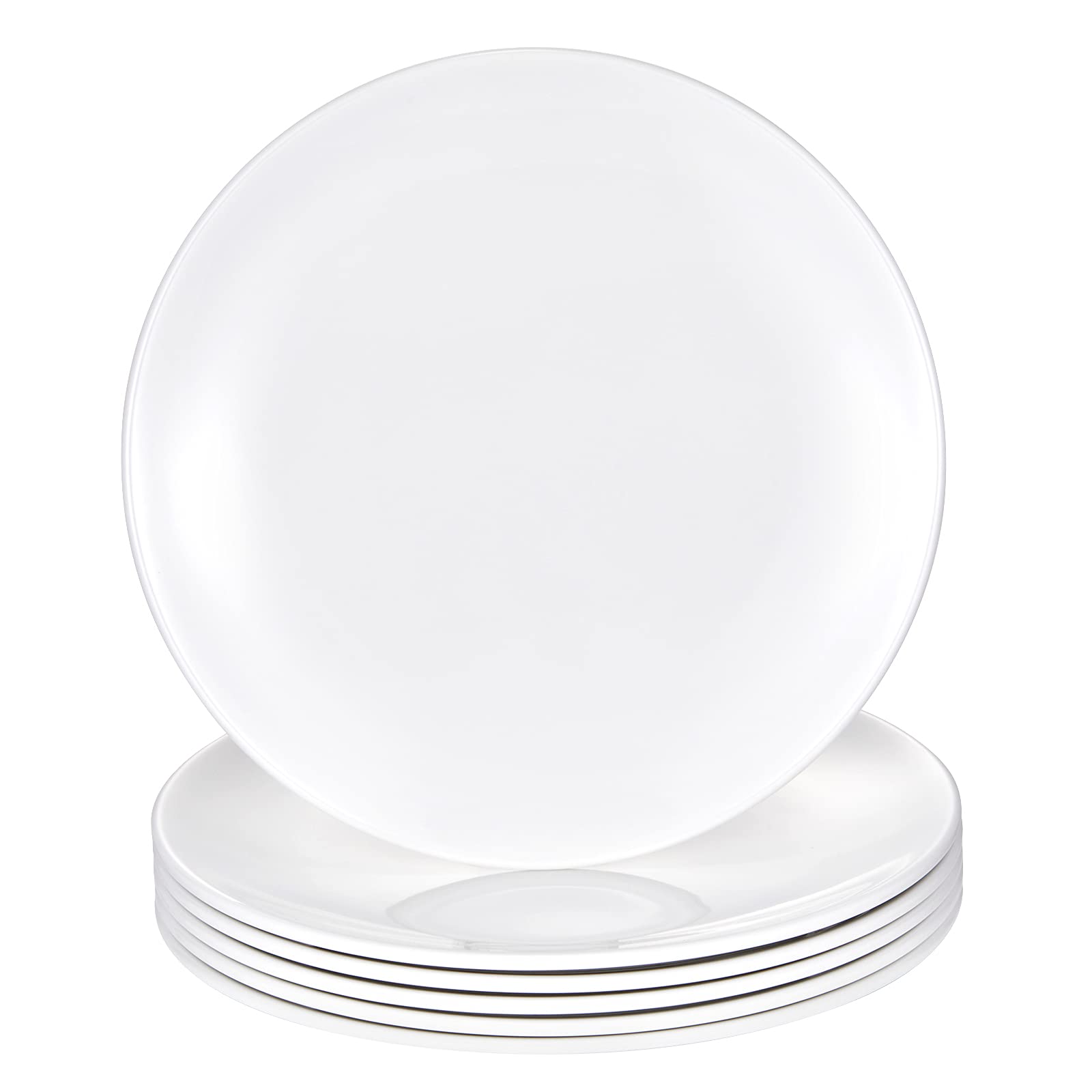 Hsdt Melamine Dinner Plates,Round,Flat Bottom,White,9 Inches,Set Of 6,Pyw-9-06