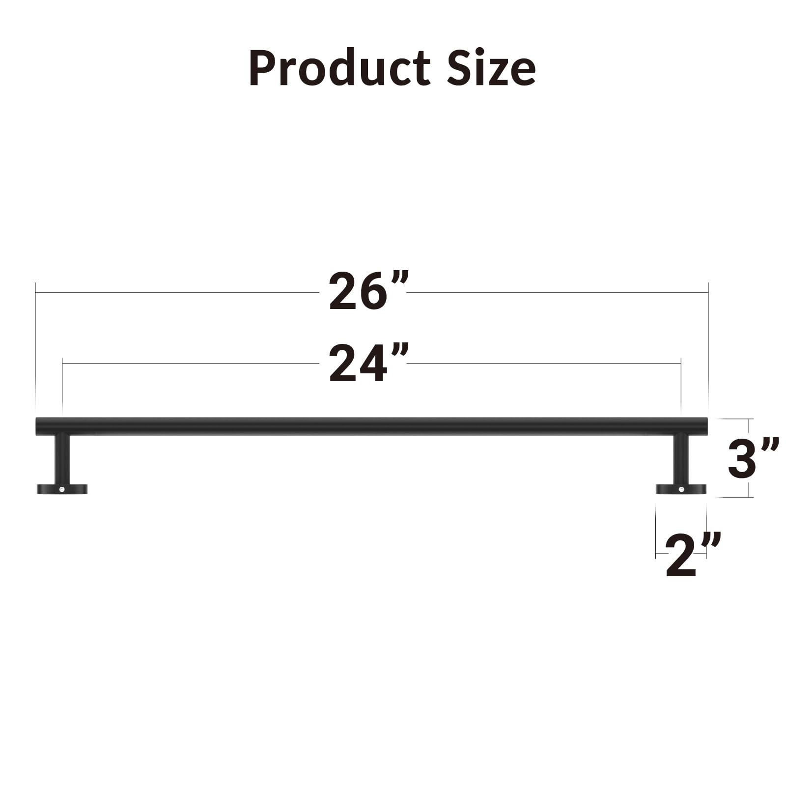 Luxbaro Matte Black Towel Bar 24 Inch, Thicken Towel Rack For Bathroom Wall, Sus304 Stainless Steel Towel Rod, Modern Home Decor
