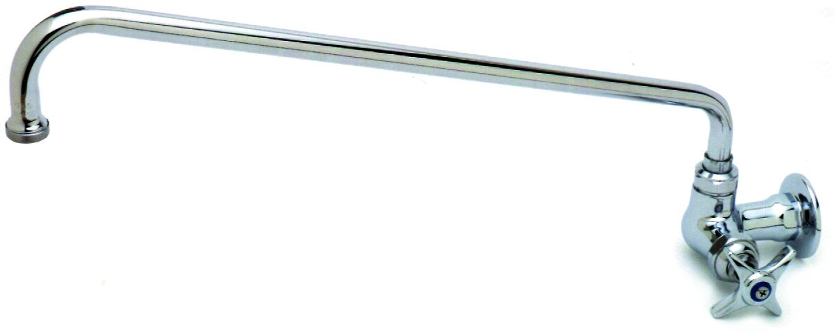 T&S Brass B-0212 Single Pantry Faucet With Single Hole Base, Wall Mount And 6-Inch Swing Nozzle, Chrome