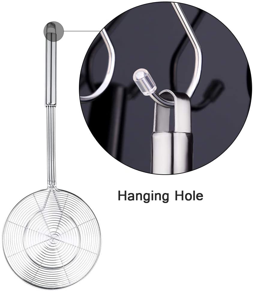 Yfwood 7 Inch Spider Strainer Skimmer, Reinforced Double Coil Wire Skimmer With Large Handle Solid Stainless Steel Strainer Ladl