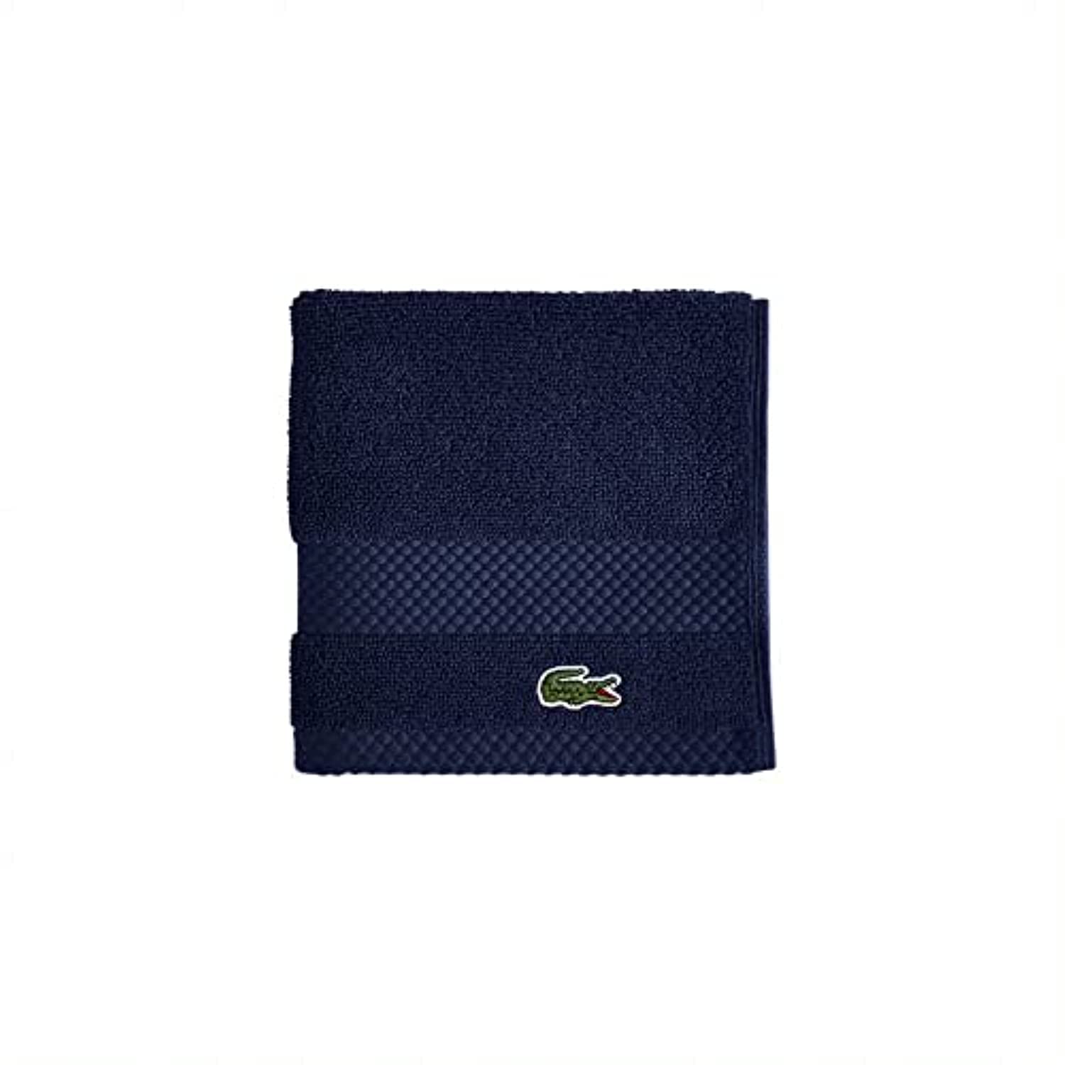 Lacoste Heritage Supima Cotton Wash Cloth, Navy, 13'' X 13''
