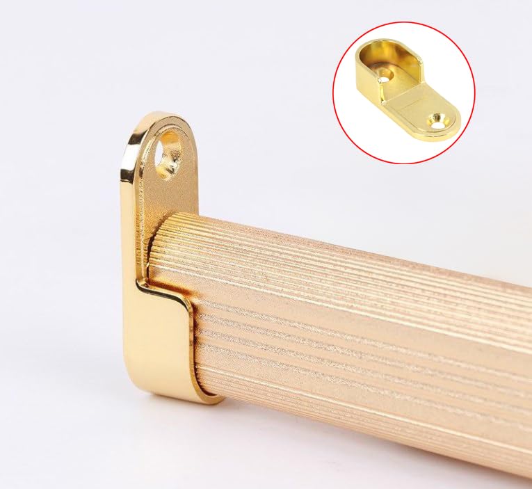 Coshar 20Pcs Oval Closet Rod End Supports, Wardrobe Rod Brackets, Zinc Alloy, Fit Rod Inside Diameter 16Mm/0.63Inch, Gold