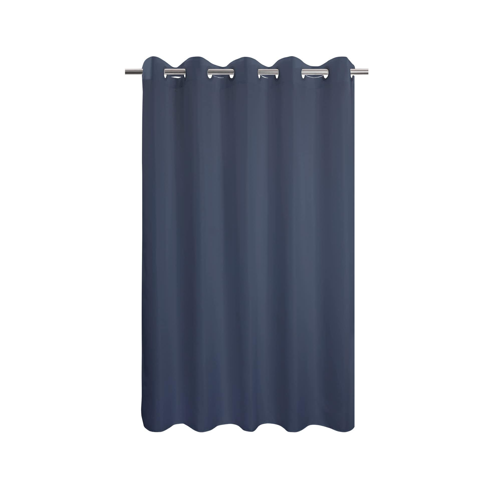 No Hook Navy Blue Shower Curtain Soft Microfiber & Waterproof - Fabric Shower Curtain Or Liner Washable, Hotel Cloth Shower Curt