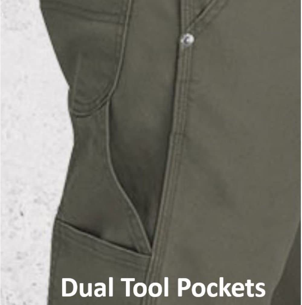Dickies Mens Tough Max Duck Carpenter Pant, Stonewashed Moss, 34 34