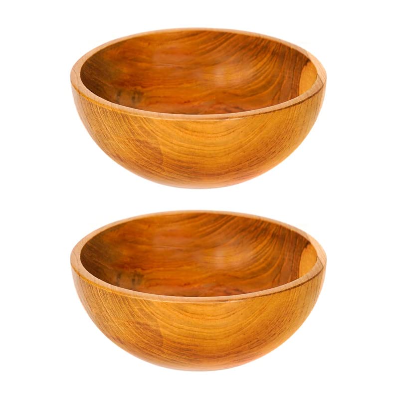 Rainforest Bowls Set Of 2 6'' Regular Round Javanese Teak Wood Bowls- Perfect For Everyday Use, Hot & Cold Friendly, Ultra-Durab