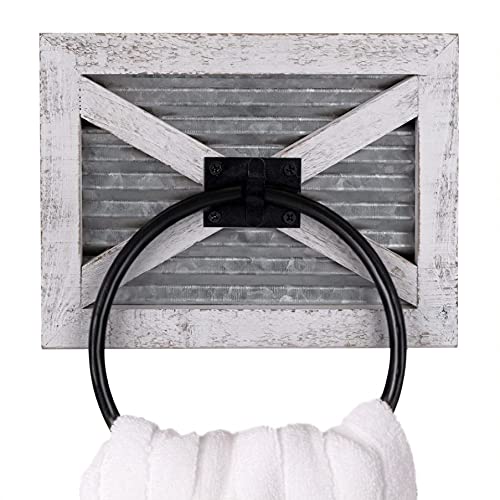 Autumn Alley Farmhouse Decor Hand Towel for Bathroom - Rustic Hand Towel Holder - Rustic Towel Rack Holder  Wall Mounted  Bathroom Decor Towels Mix of Wood (White)