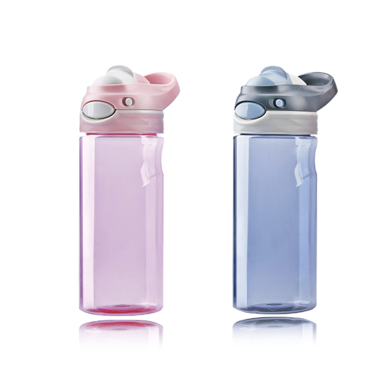 Dearart 2-Pack 16Oz Pink Water Bottle And Grey Water Bottle Without Straw Wide Mouth, Bpa Free Has Handle Small Water Bottles Ea