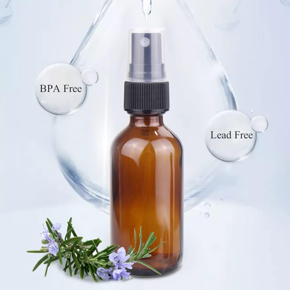 Wedama Spray Bottle, 2 Oz Fine Mist Glass Spray Bottles, Little Refillable Liquid Containers For Watering Flowers Cleaning (8 Pa