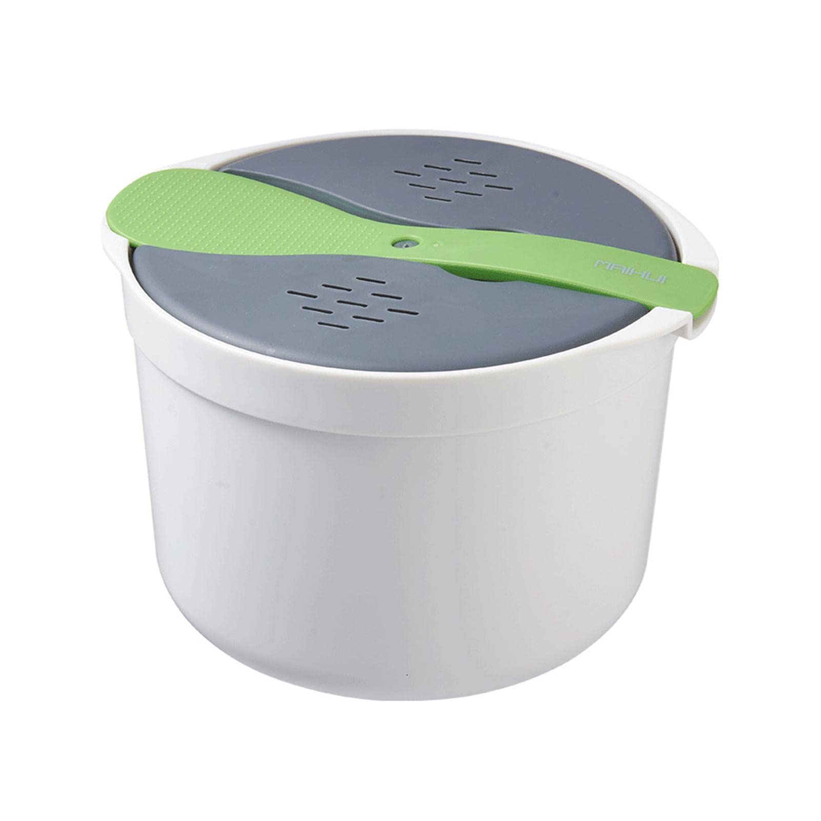 Microwave Rice Cooker, 2L Microwave Rice Steamer Pasta Cooker with Strainer, Non-stick Food Grade PP Rice Cookware Full Set with