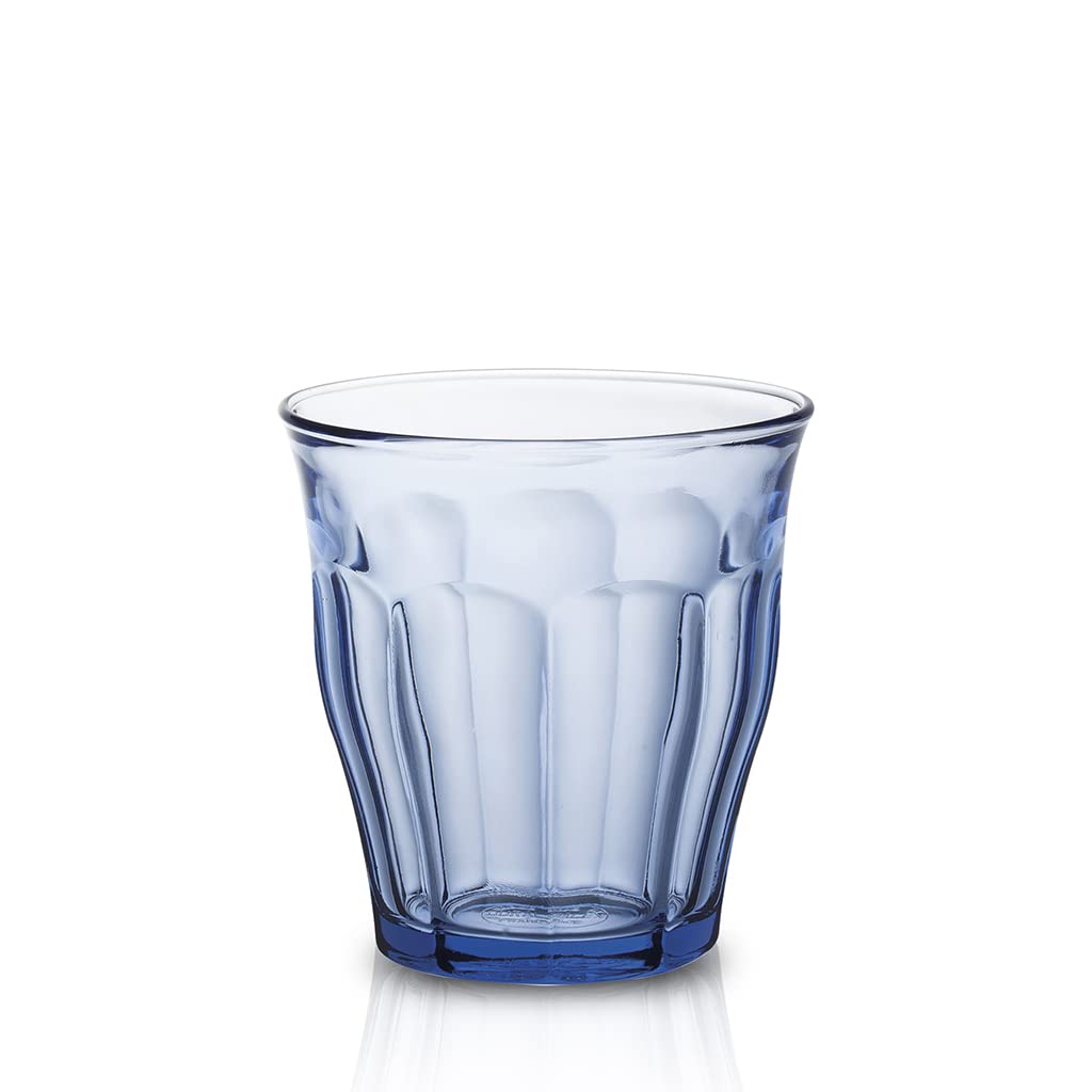 Duralex Made in France Prisme Marine Glass Tumbler Drinking Glasses  8.75 ounce - Set of 6  Marine Blue