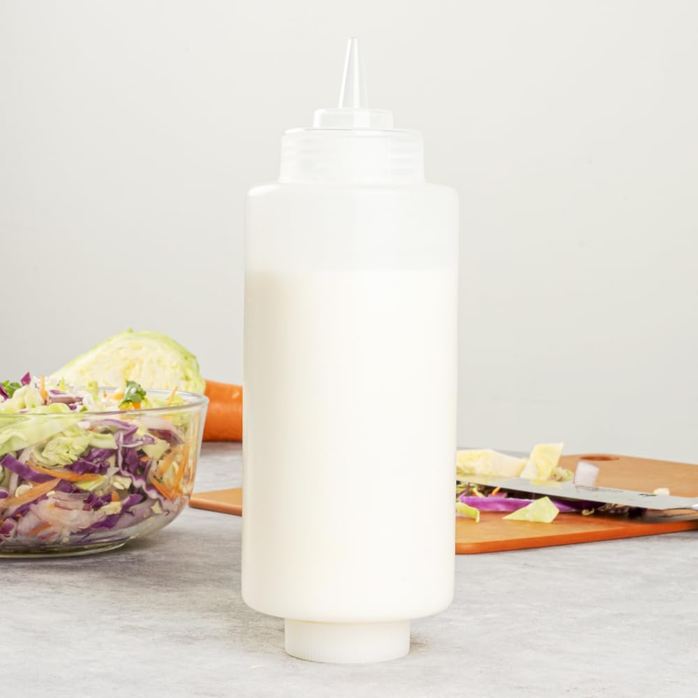 Restaurantware 32 Ounce Condiment Squeeze Bottle 1 Refillable Lid Fifo Squeeze Bottle - Precison Dispensing Tip Flexible Clear P