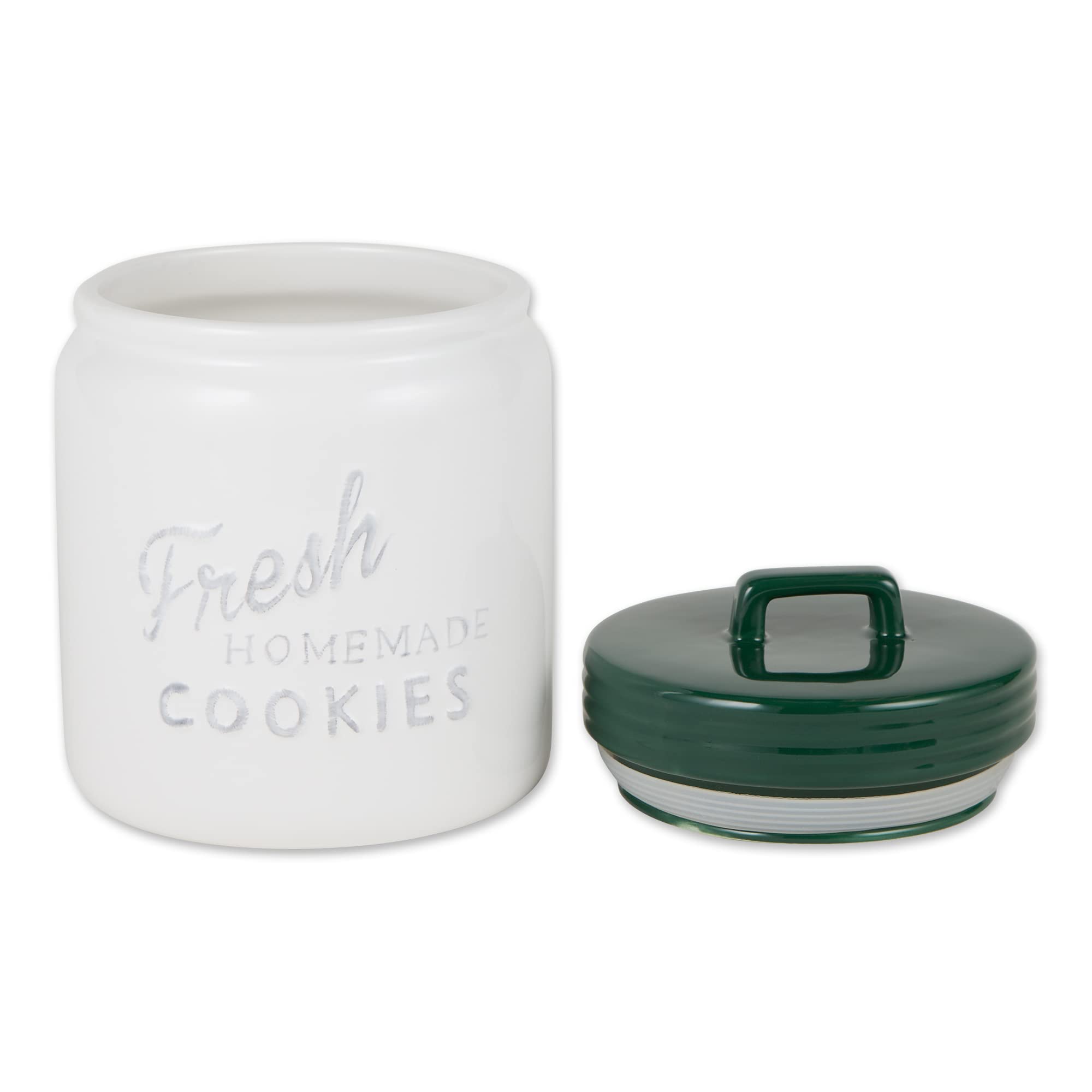 DARK GREEN CERAMIC COOKIE JAR