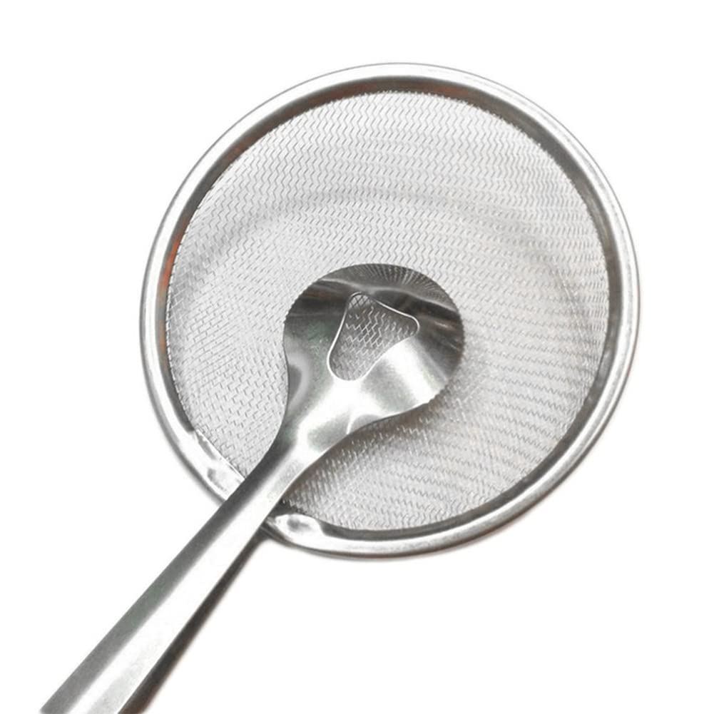 1Pc 2 In 1 Stainless Steel Fine Mesh Strainer Oil-Frying Filter Spoon Food Clip Snack Fryer Strainer Multi-Functional Clip Skimm