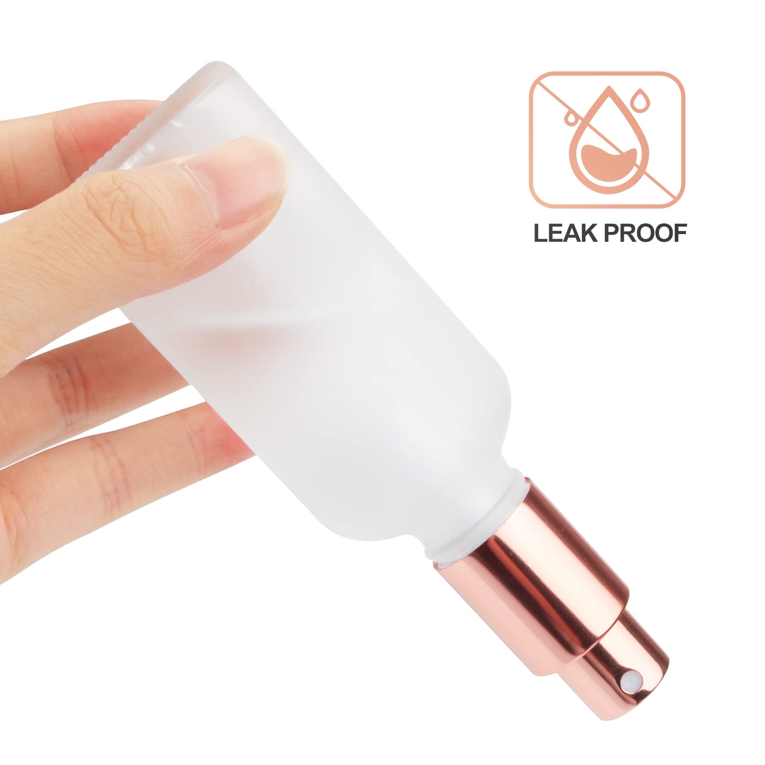 12 Pack,2 Oz Frosted Fine Mist Atomizer,Empty Glass Spray Bottles With Rose-Golden Pump Cap,Protable Travel Liquid Holder Contai
