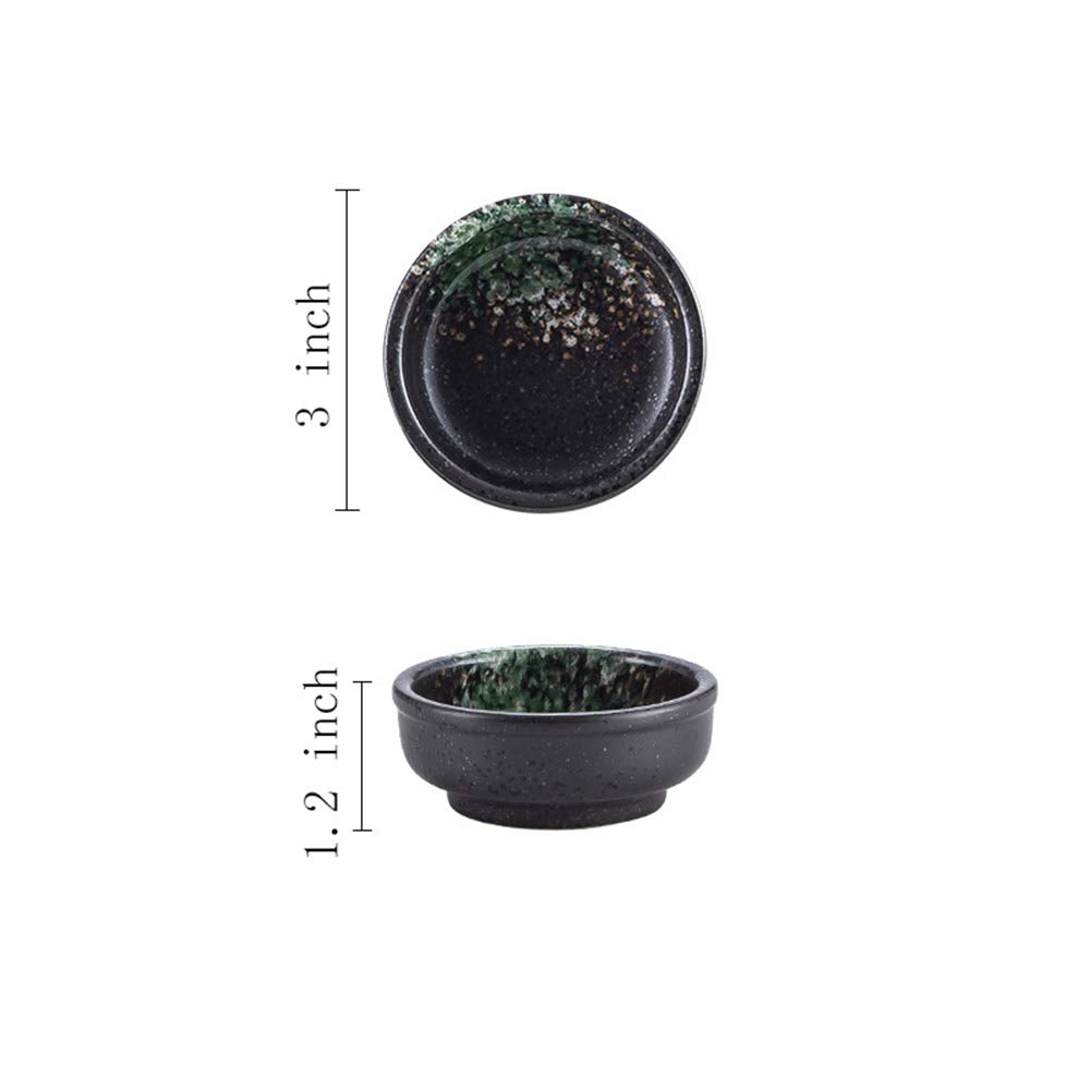 Gaolinci Japanese Retro Fancy Glaze Seasoning Dish, 3-Inch Round Soy Sauce Dish Wasabi Dish (Set Of 4)
