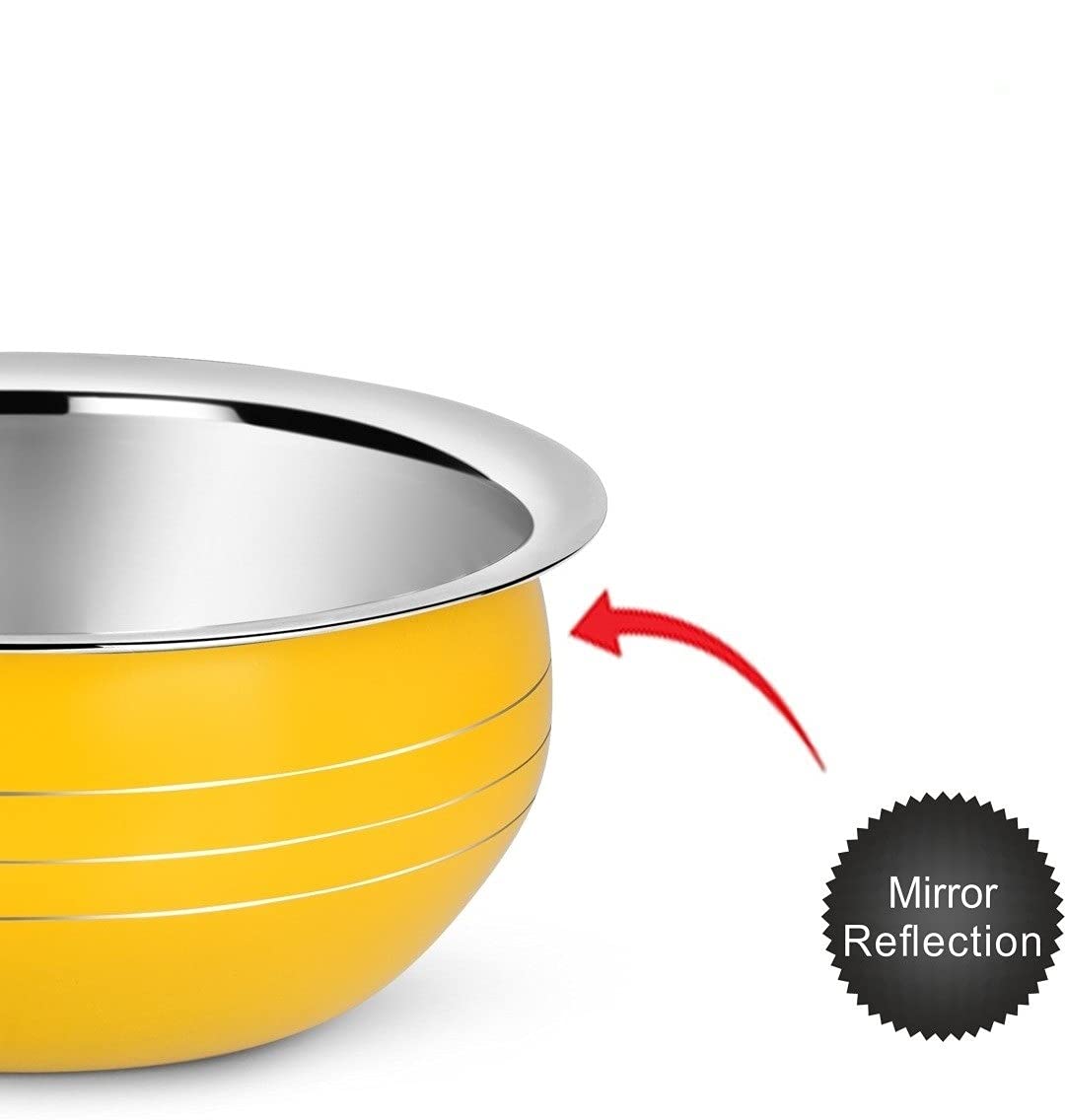 Handi Set Stainless Steel Bottom Handi Set/Cookware Set of 5 Pieces Without lid Cooking Serving Bowl biryani Milk Pot pan Size: