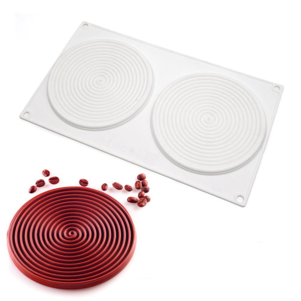 Round Spiral Shaped Cake Silicone Baking Mold Diy Spiral Silicone Candy Mould (Round Spiral B_11.88 X6.84X 0.36 Inch)