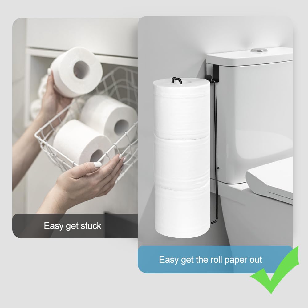 Matte Black Extra Toilet Paper Storage For 3 Roll Tissue Over The Tank Toilet Paper Roll Holder Stainless Steel Adhesive Hanging