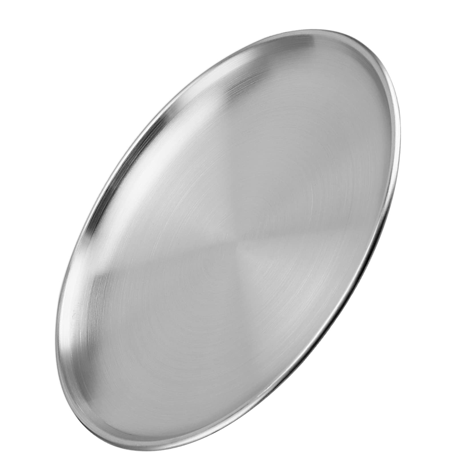 Ningwaan 6 Pack 12 Inch Stainless Steel Dinner Plates, Double Layer Round Metal Plates, Silver Brushed Metal Dinner Plates For P
